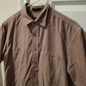 Pendleton Berkeley Mens Brown Short Sleeve Button Down Work Shirt Size M